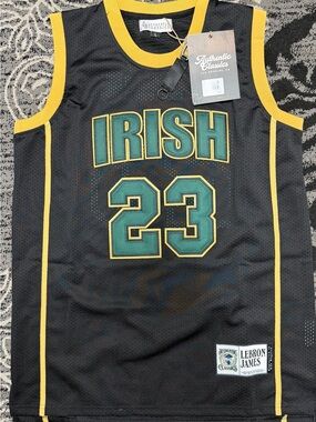 Authentic Classics LeBron James 'Irish' Black & Green Basketball Jersey - 23